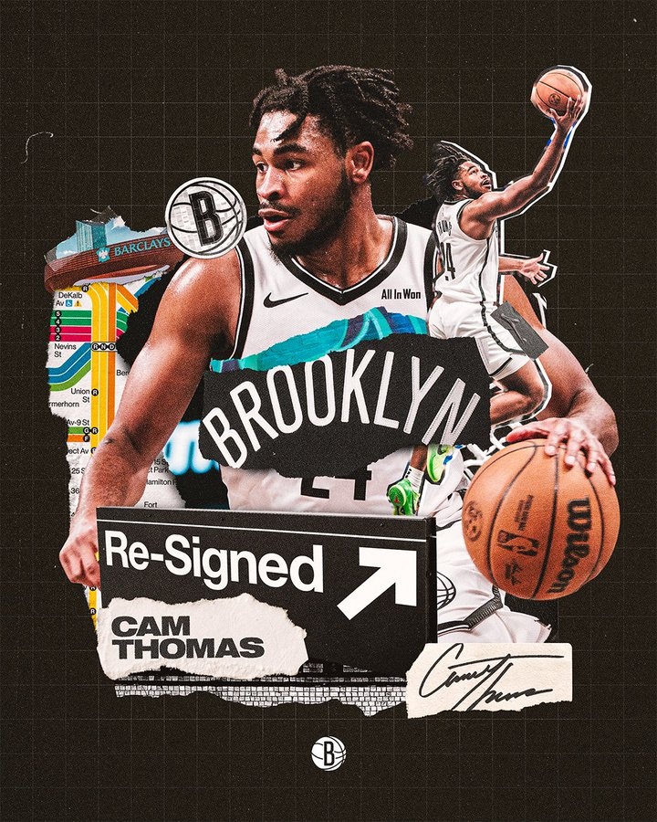玩法-篮网官方宣布与卡梅隆-托马斯达成续约，合同为期一年价值600万美元